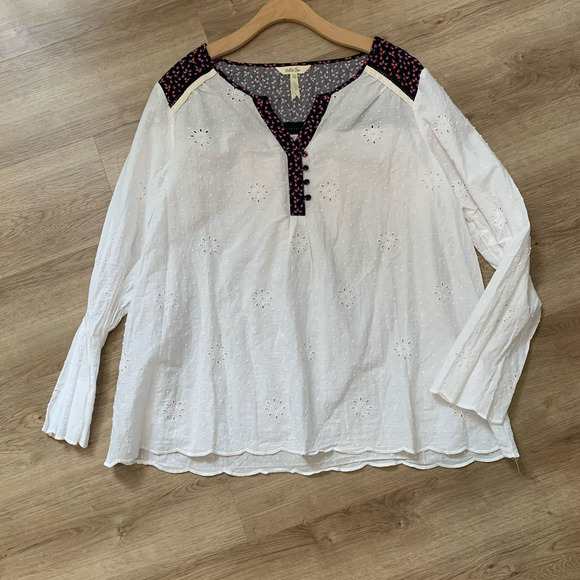 Matilda Jane Snow Globe Boho Peasant Floral Swiss Dot Puffed Blouse XXL - Picture 2 of 14